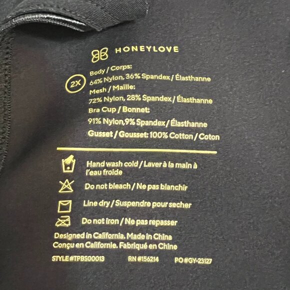 Honeylove SuperPower Bodysuit Shorts 2X Black Shapewear Adjustable Open Gusset - Picture 6 of 12